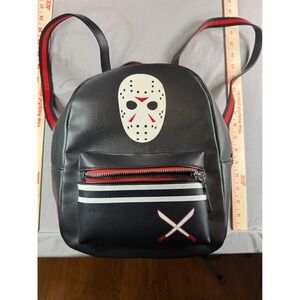LIKE NEW Friday the 13th Jason Voorhees Mini Backpack Black Faux Leather